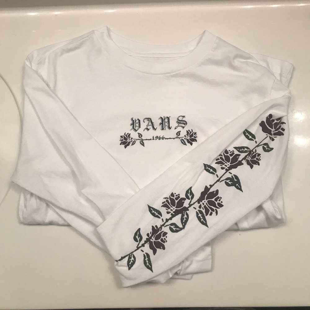 VANS UNISEX White floral long sleeve